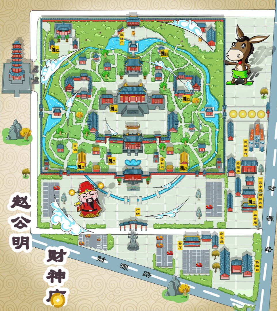 博鳌镇寺庙类手绘地图